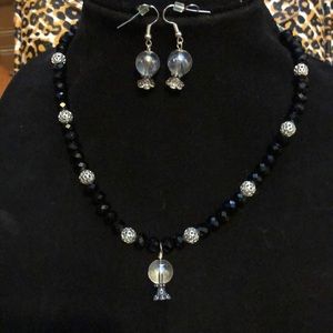 Crystal Ball necklace and earrings set